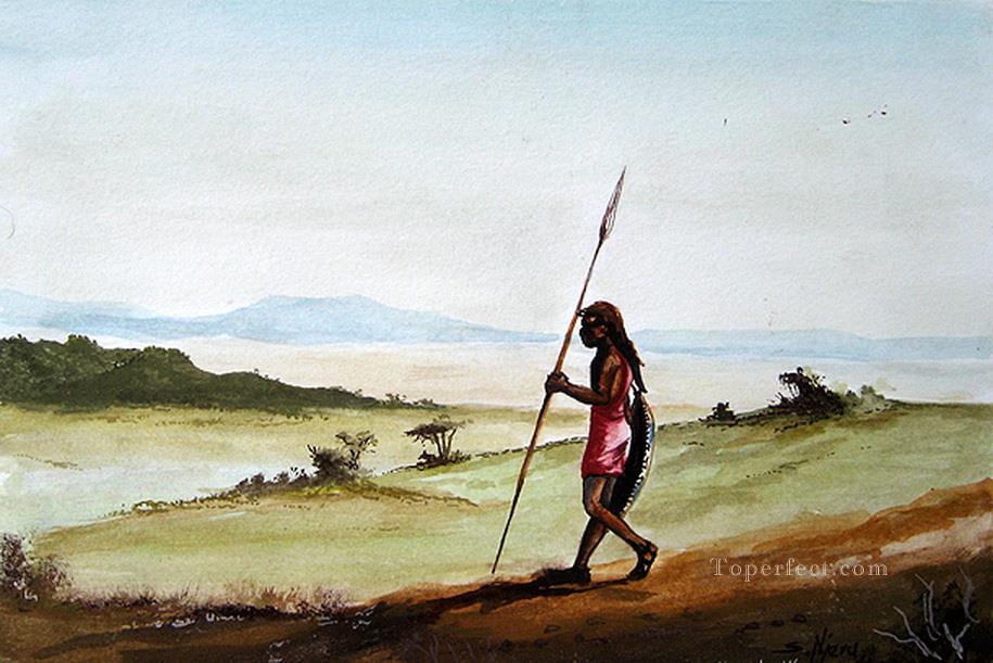 Njeru a la caza africana Pintura al óleo